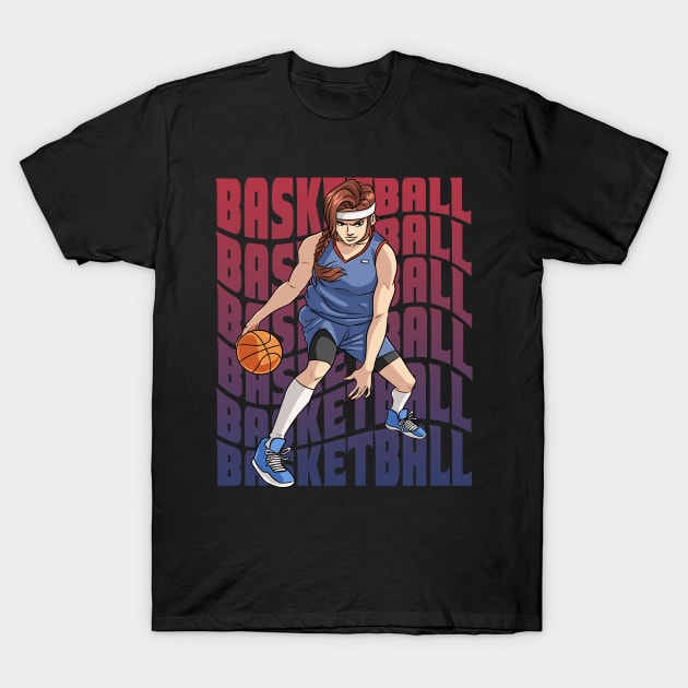 Women's Basketball I Play Like A Girl Female Dribbling Ball T-Shirt by Noseking